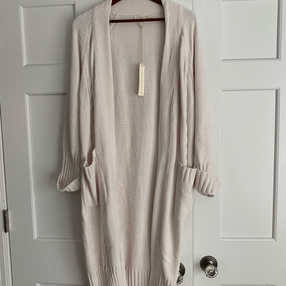 Lovestitch cozy ivory duster.